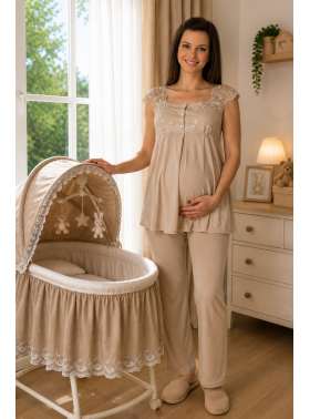 Effortt 2303SK Sütlü Kahve Lohusa Pijama Takım